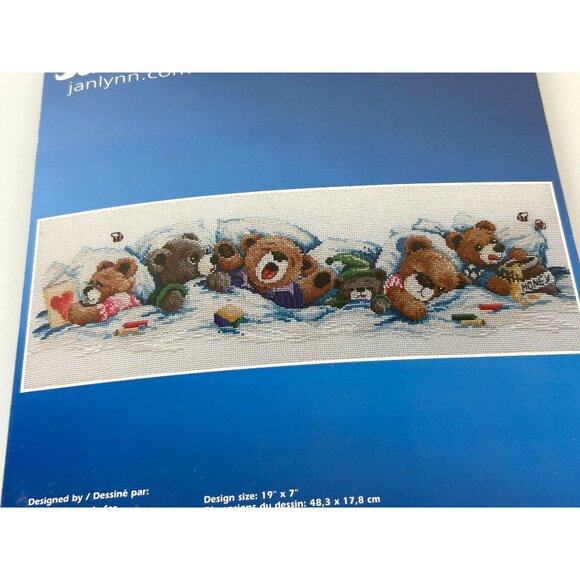 Janlynn Sleepy Bears Counted Cross Stitch 2003 #195-0601 19"x 7" Fiona Jude - Picture 6 of 12